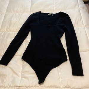Abercrombie Ribbed Long Sleeve Black Body Suit